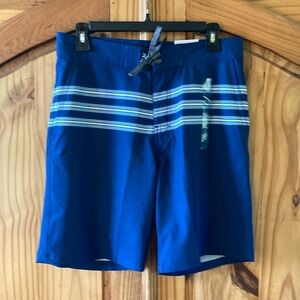 Men’s Free Assembly blue white striped swim trunks board shorts size 30 - NWT